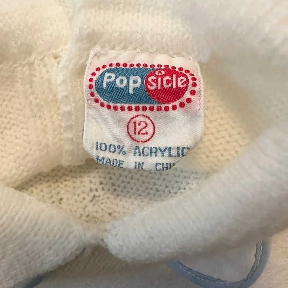 Vintage Baby Boys Popsicle Sweater Top & Pants Set 12M 2Pc Ivory Blue Bow tie
